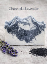 Charcoal Lavender Soap – Activated Charcoal + Kaolin Clay, Palm-Free | The Lavender Hive