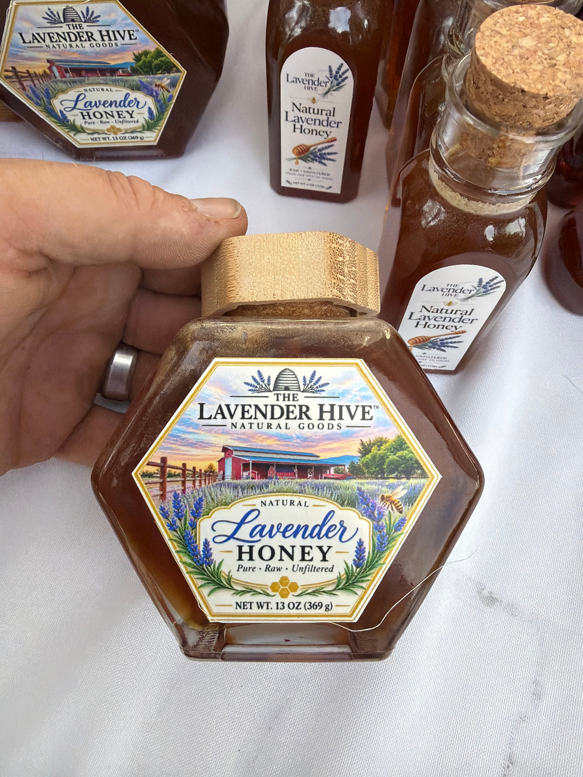 13oz glass Natural Lavender Honey with dipper