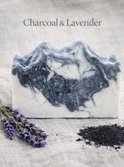 Charcoal Lavender Soap – Activated Charcoal + Kaolin Clay, Palm-Free | The Lavender Hive